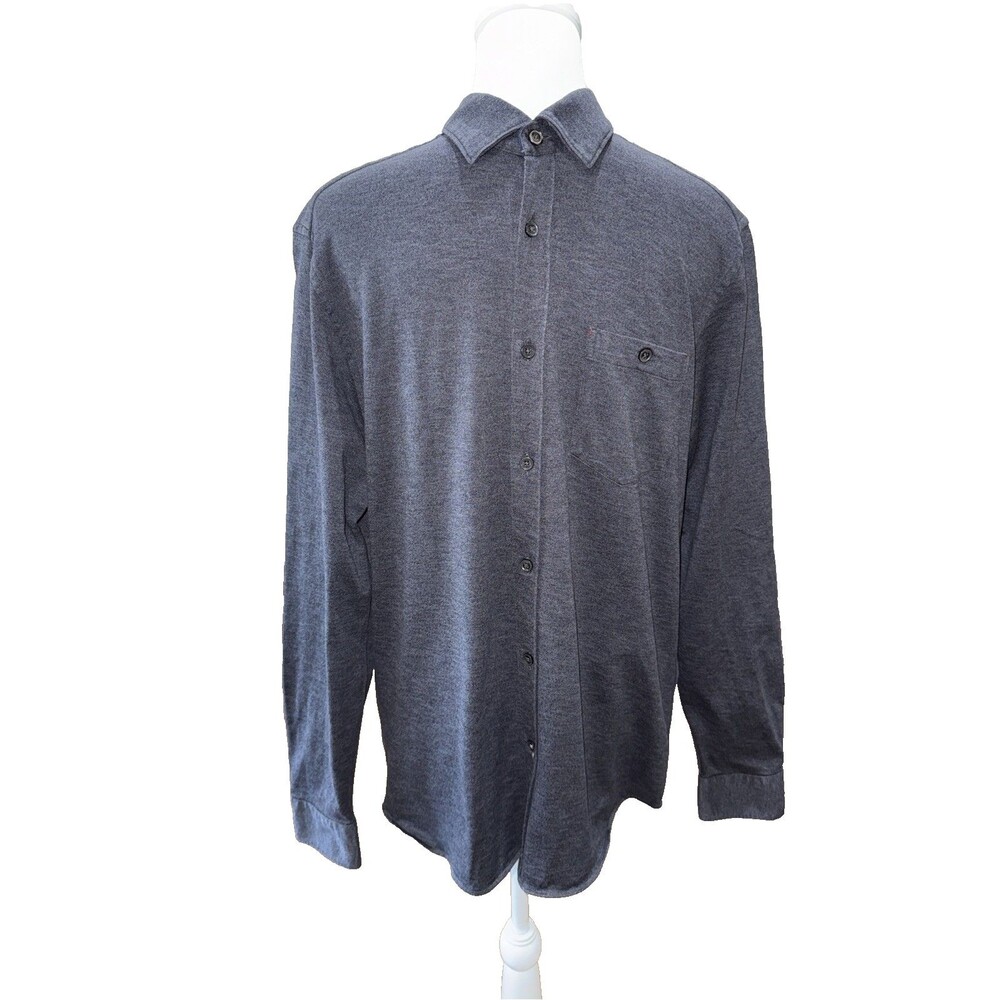 Ted Baker London Grey Cotton Button Down Shirt Long Sleeve Smart Casual Mens L